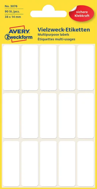 Etiket Avery 3076 38x14mm wit 90st