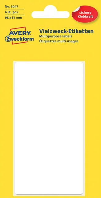 Etiket Avery 3047 98x51mm wit 6st