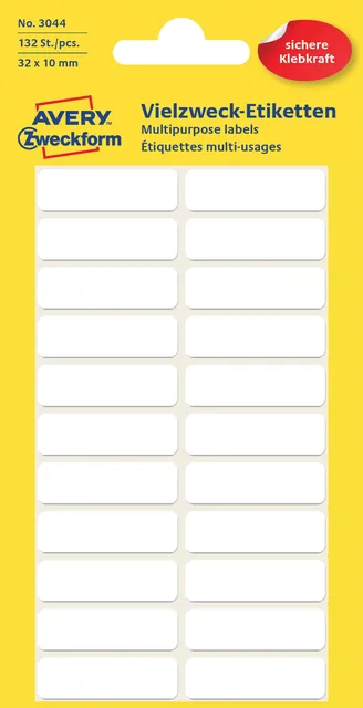 Etiket Avery 3044 32x10mm wit 132st