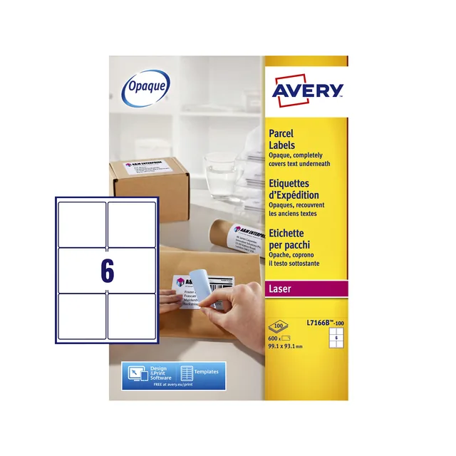 Etiket Avery L7166B 99.1x93.1mm blockout 600st