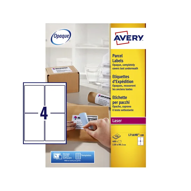 Etiket Avery L7169B 99.1x139mm blockout 400st