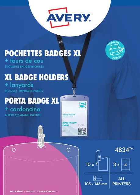 Badge Avery 4834 A6 hoes + insteekkaarten 10st