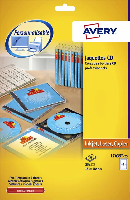 Cd inlegkaart Avery L7435-25 151x118mm