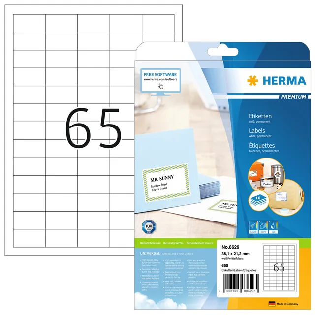Etiket HERMA 8629 38.1x21.2mm premium wit 650st