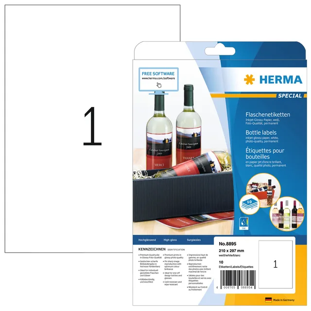 Etiket HERMA 8895 210x297mm A4 glossy wit