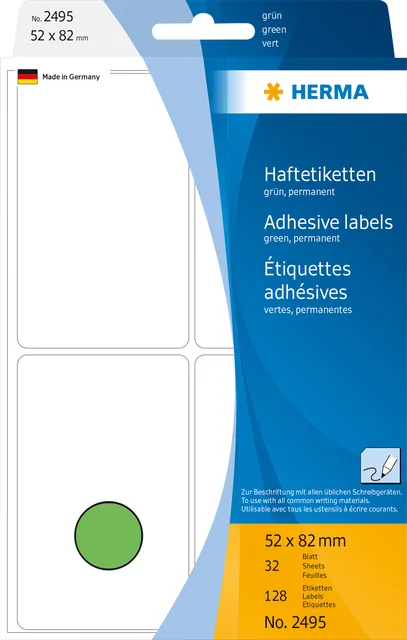 Etiket HERMA 2495 52x82mm groen 128st