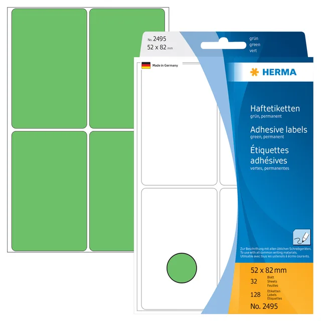 Etiket HERMA 2495 52x82mm groen 128st