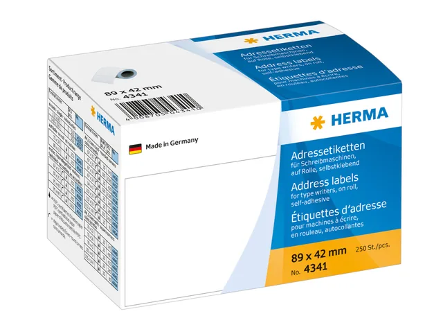 Etiket HERMA adres 4341 89x42mm wit 250st op rol