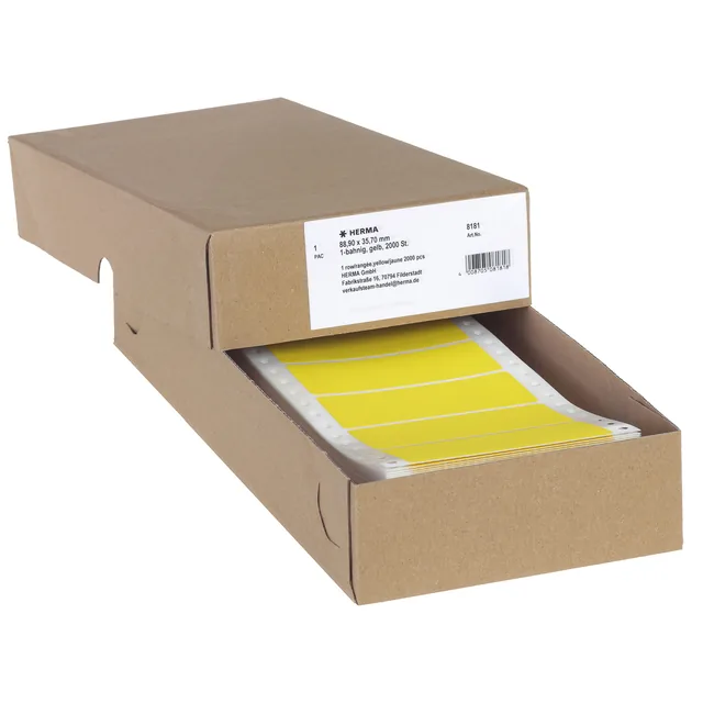 Etiket HERMA 8181 88.9x35.7mm 1-baans geel 2000st