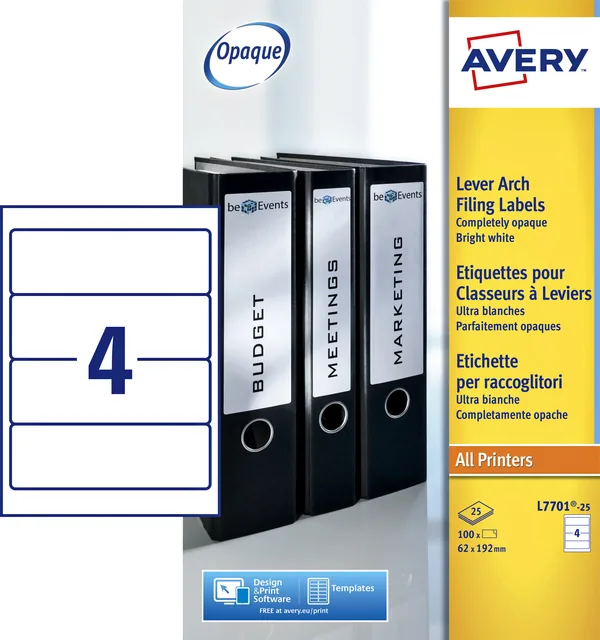 Rugetiket Avery breed 62x192mm zelfklevend wit
