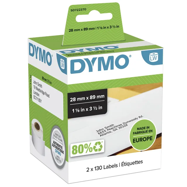 Etiket Dymo LabelWriter adressering 28x89 2st wit