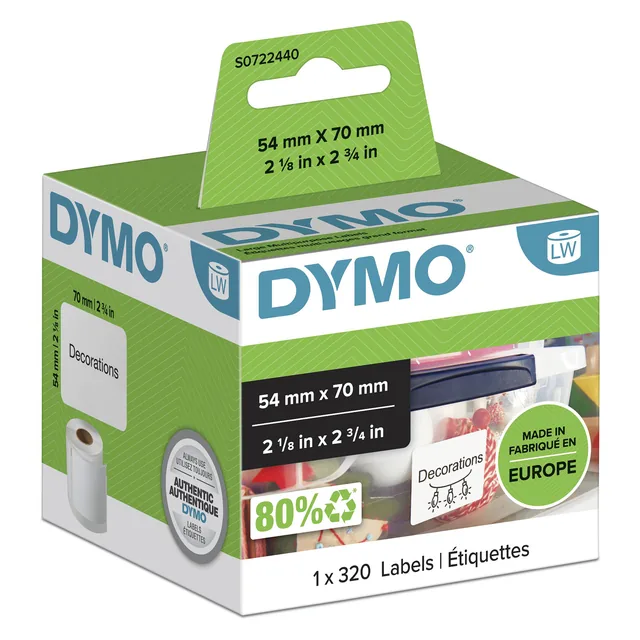 Etiket Dymo LabelWriter multifunctioneel 54x70 wit