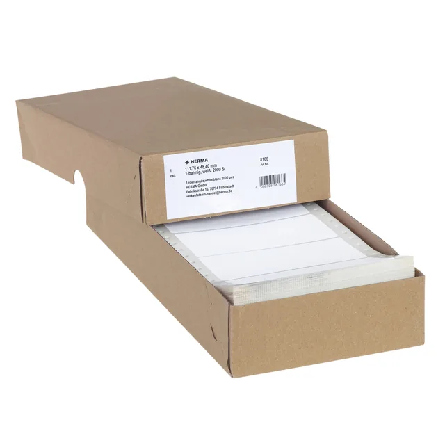 Etiket HERMA 8166 111.7x48.4mm 1-baans wit 2000st