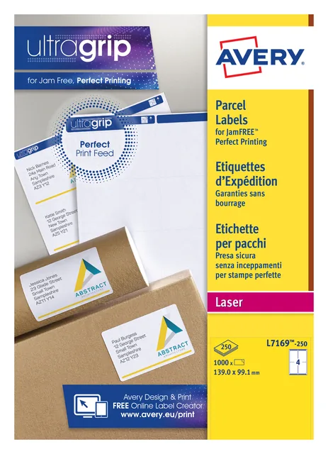 Etiket Avery L7169-250 99.1x139mm wit 1000st