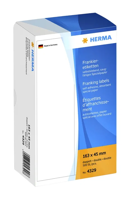Frankeeretiket HERMA 4329 dubbel 163x45mm 500st
