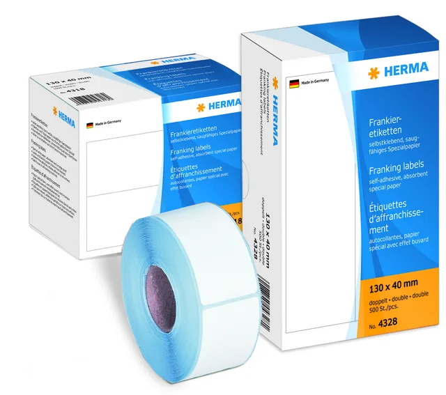 Frankeeretiket HERMA 4329 dubbel 163x45mm 500st
