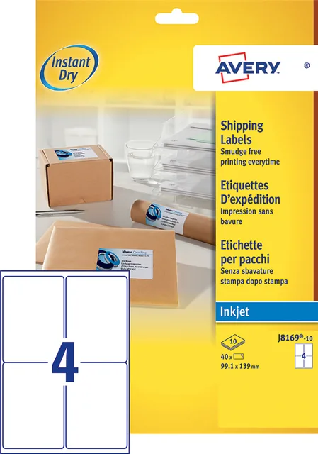 Etiket Avery J8169-10 99.1x139mm wit 40st