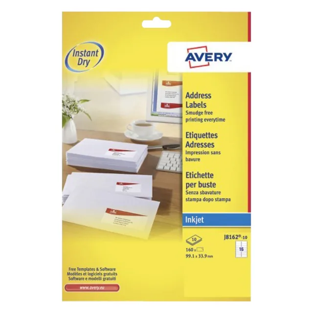 Etiket Avery J8162-10 99.1x33.9mm wit 160st