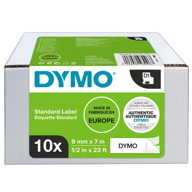 Labeltape Dymo LabelManager D1 9mm wit 10st