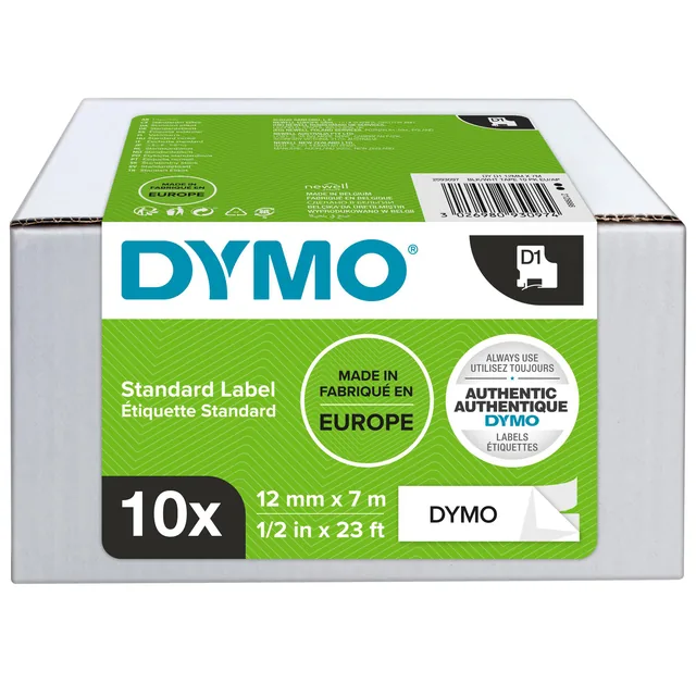 Labeltape Dymo LabelManager D1 12mm wit 10st