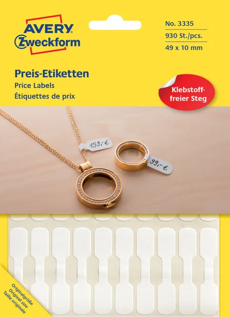 Etiket Avery 3335 49x10mm wit 924st