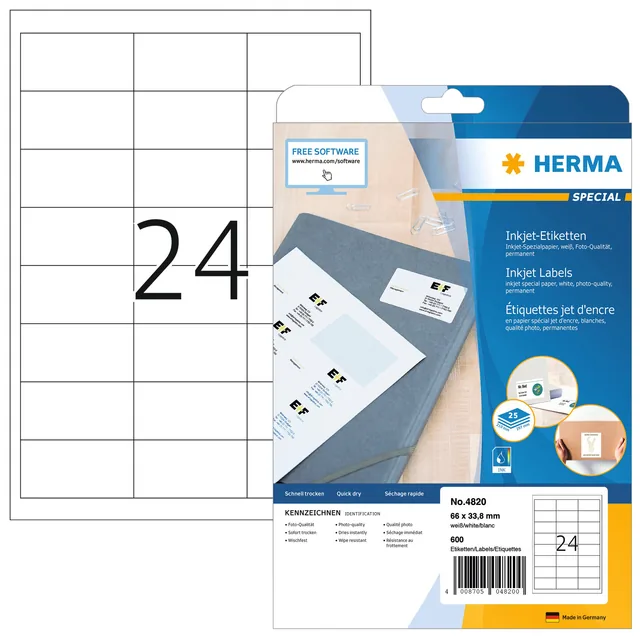 Etiket HERMA 4820 66x33.8mm wit 600st