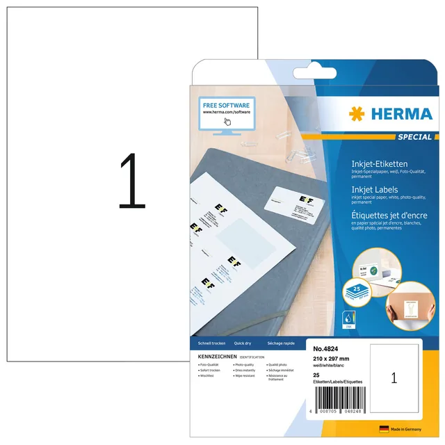 Etiket HERMA 4824 210x297mm wit 25st