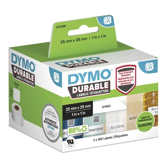 Etiket Dymo LabelWriter industrieel 25x25 2st wit