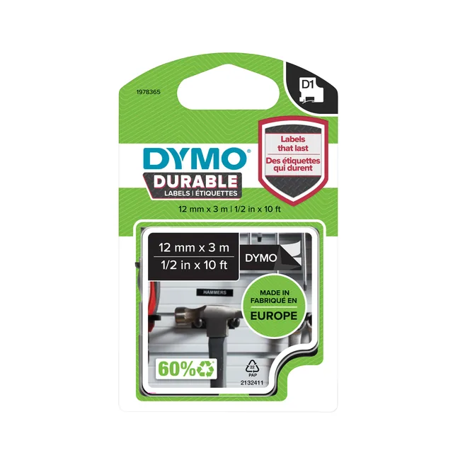 Labeltape Dymo LabelManager D1 12mm zwart