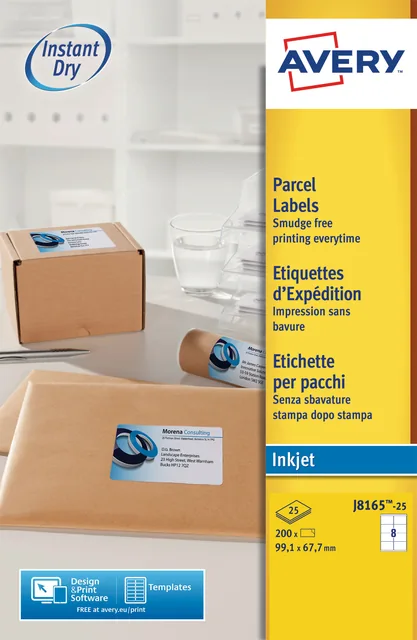 Etiket Avery J8165-25 99.1x67.7mm wit 200st