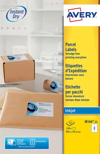 Etiket Avery J8166-25 99.1x93.1mm wit 150st
