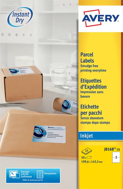 Etiket Avery J8168-25 199.6x143.5mm wit 50st