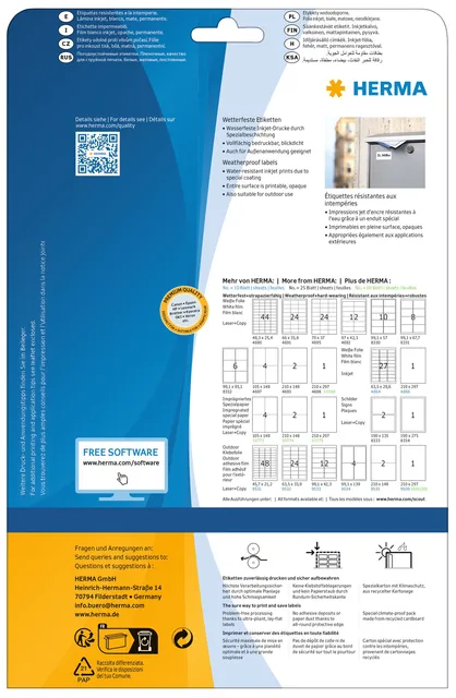 Etiket HERMA 4864 63.5x29.6mm polyester wit 270st
