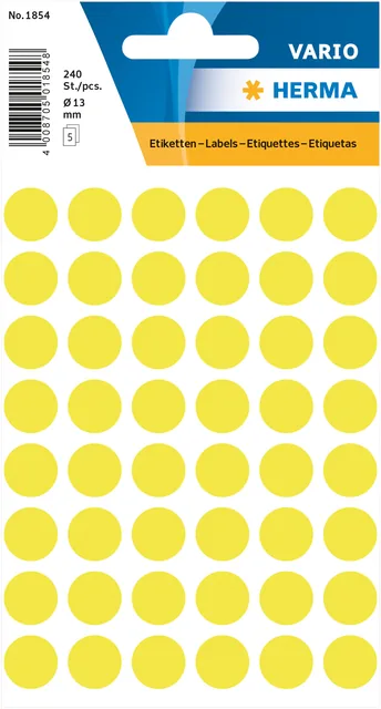 Etiket HERMA 1854 rond 12mm fluor geel 240st