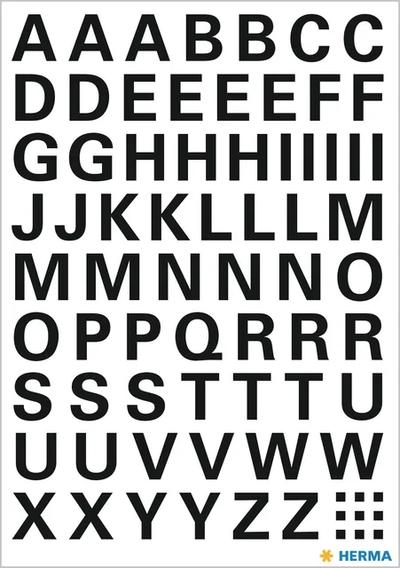 Etiket HERMA 4158 10mm letters A-Z zwart