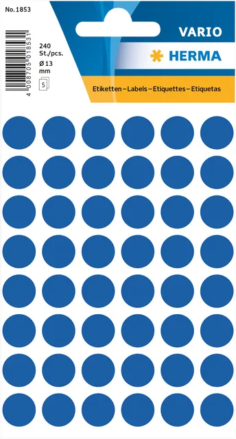 Etiket HERMA 1853 rond 13mm donkerblauw 240st