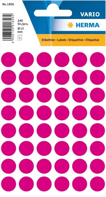 Etiket HERMA 1856 rond 13mm roze 240st