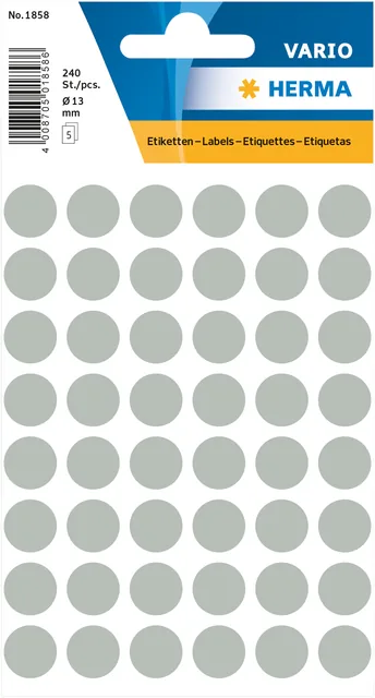 Etiket HERMA 1858 rond 13mm grijs 240st