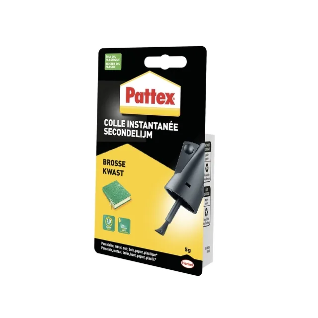 Secondenlijm Pattex met kwast flacon 5gr blister