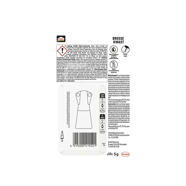 Secondenlijm Pattex met kwast flacon 5gr blister