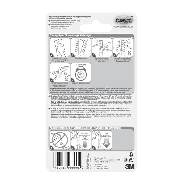 Haak Command middel ovaal incl strip 2st