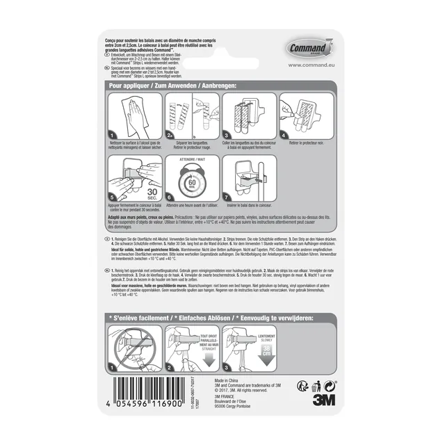 Bezemhouder Command incl bevestigingsstrip wit