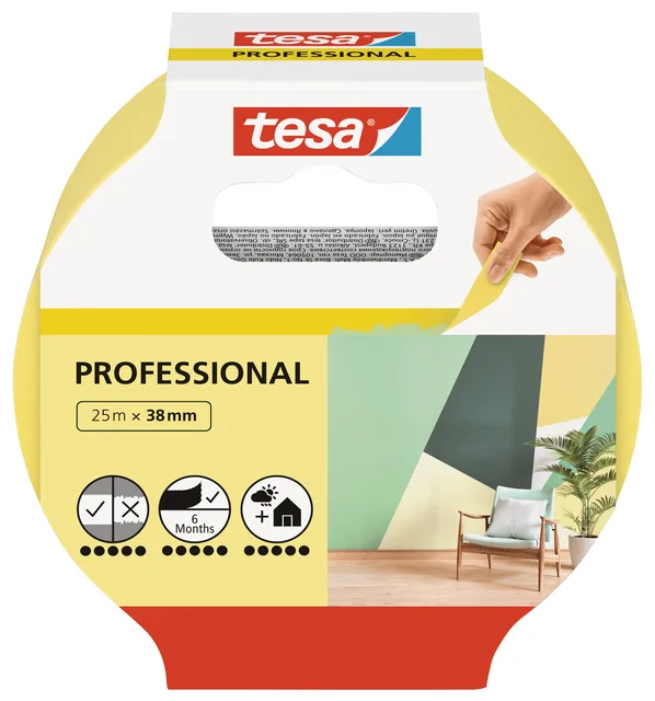 Afplaktape tesa Prof 25mx38mm geel