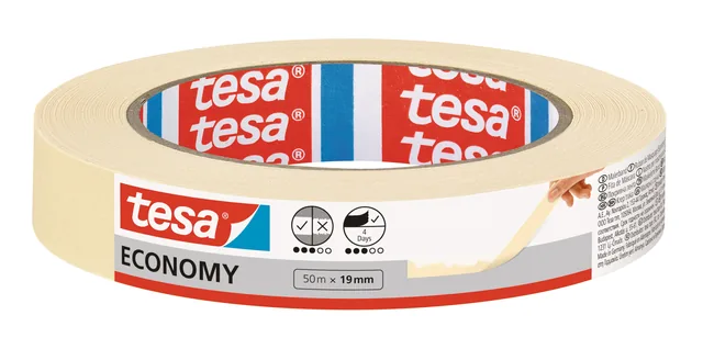 Afplaktape tesa Economy 50mx19mm geel