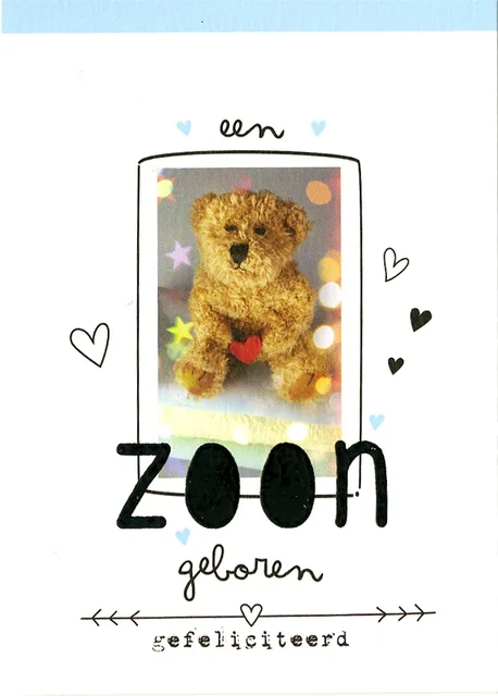 Wenskaart Paperclip geboorte zoon 6 stuks