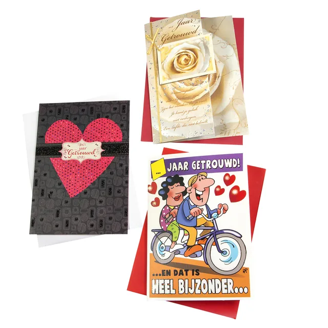 Wenskaart Paperclip huwelijksjubileum 6 stuks