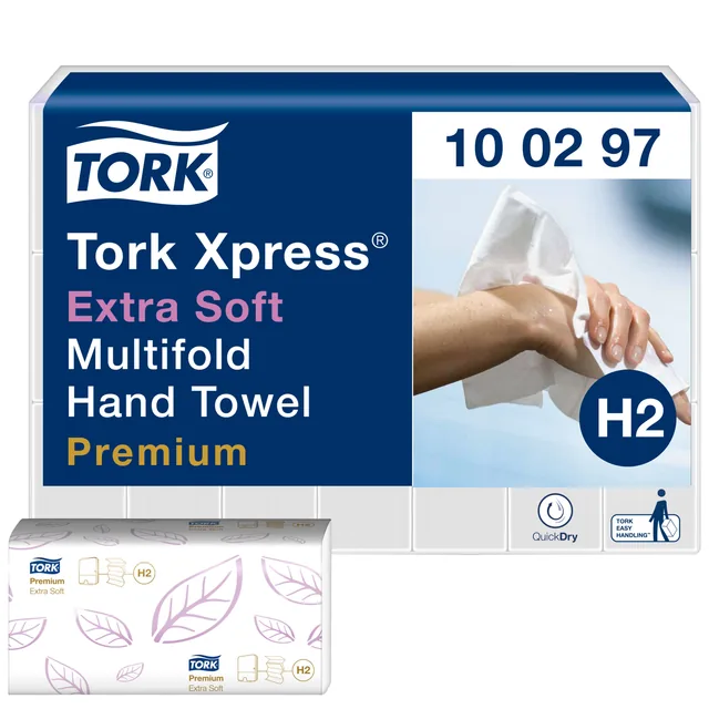 Handdoek Tork H2 Premium 2laags 212x340mm 100297
