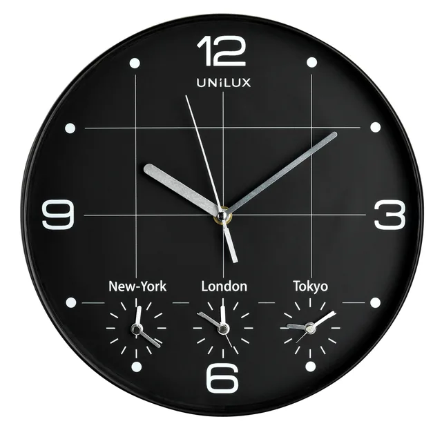 Wandklok Unilux On Time dia 30.5cm zwart/wit