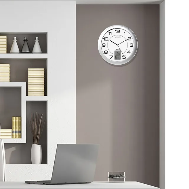 Wandklok Unilux Instinct dia 30.5cm zilvergrijs/wt