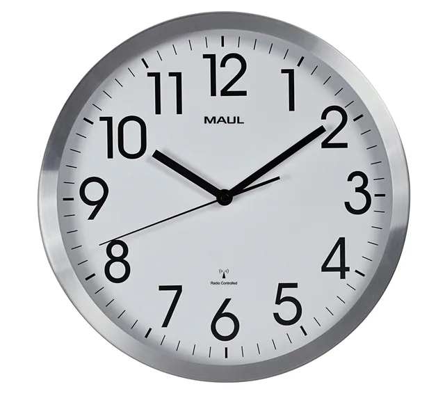 Wandklok MAUL Move RC 305x45mm alu wt batterij